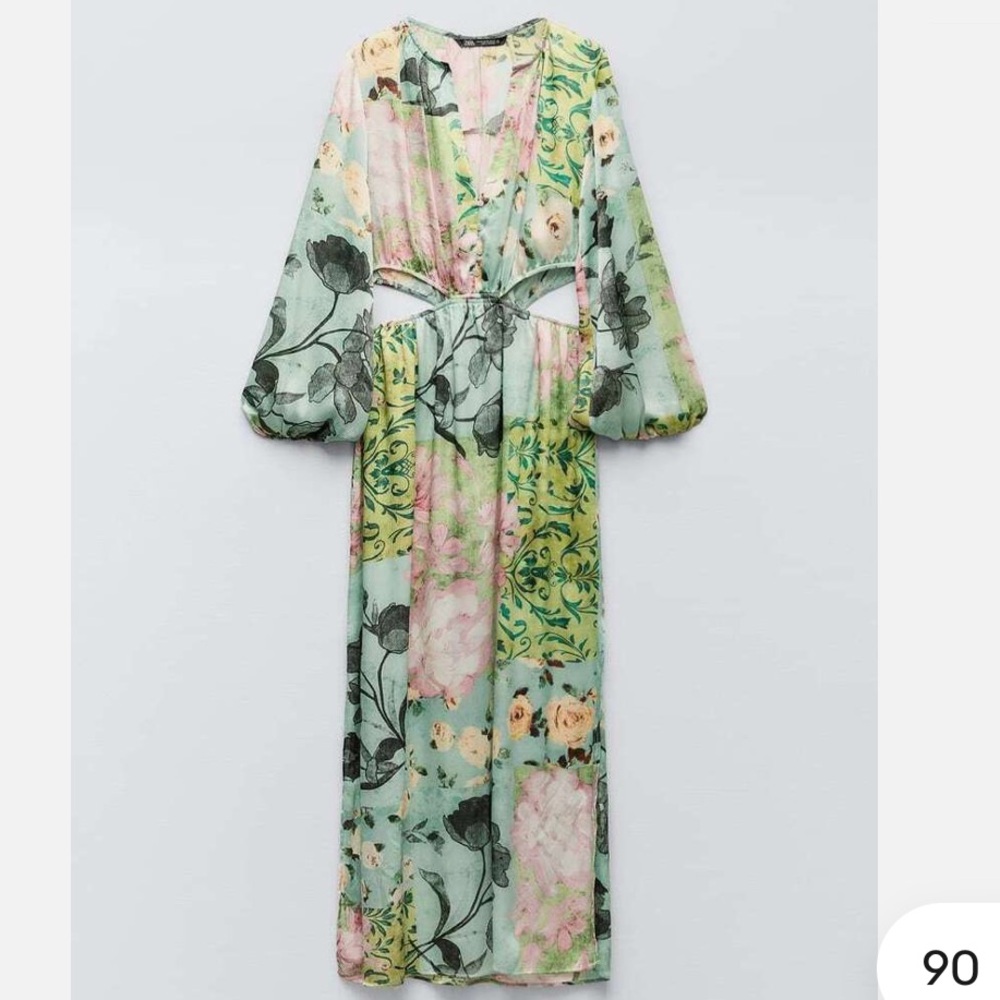 ZARA FLORAL PRINT CUT OUT DRESS - Picture 13 of 16